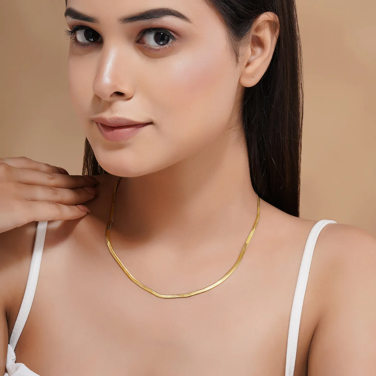 Snake Chain   Heart Vintage Chain Necklace Gold Plated Combo