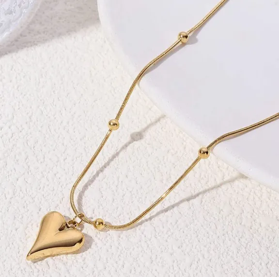 Snake Chain   Heart Vintage Chain Necklace Gold Plated Combo