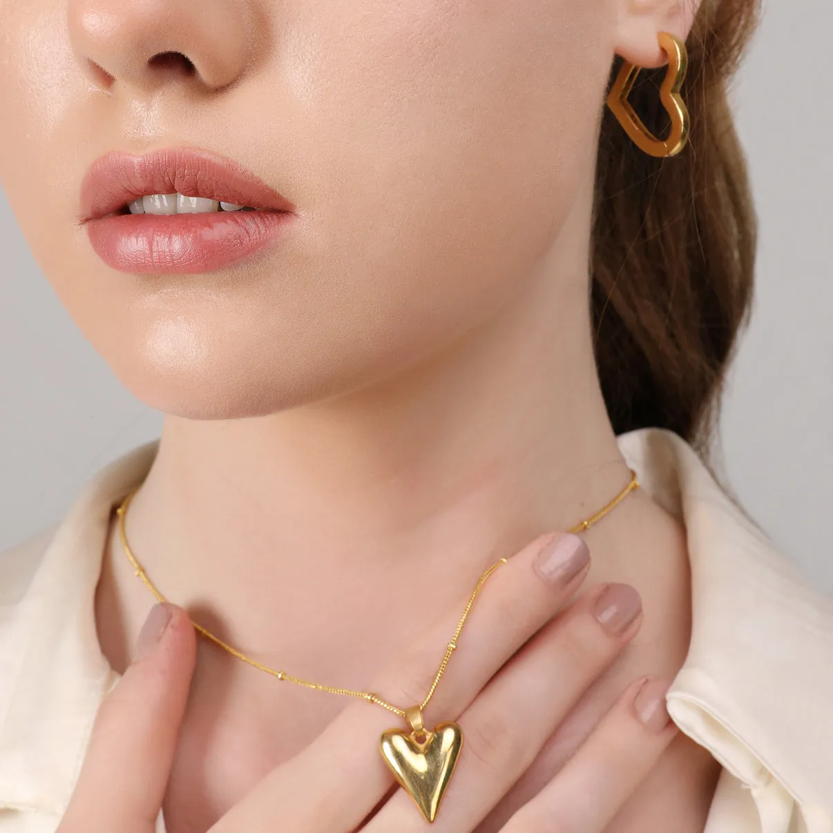 Snake Chain   Heart Vintage Chain Necklace Gold Plated Combo