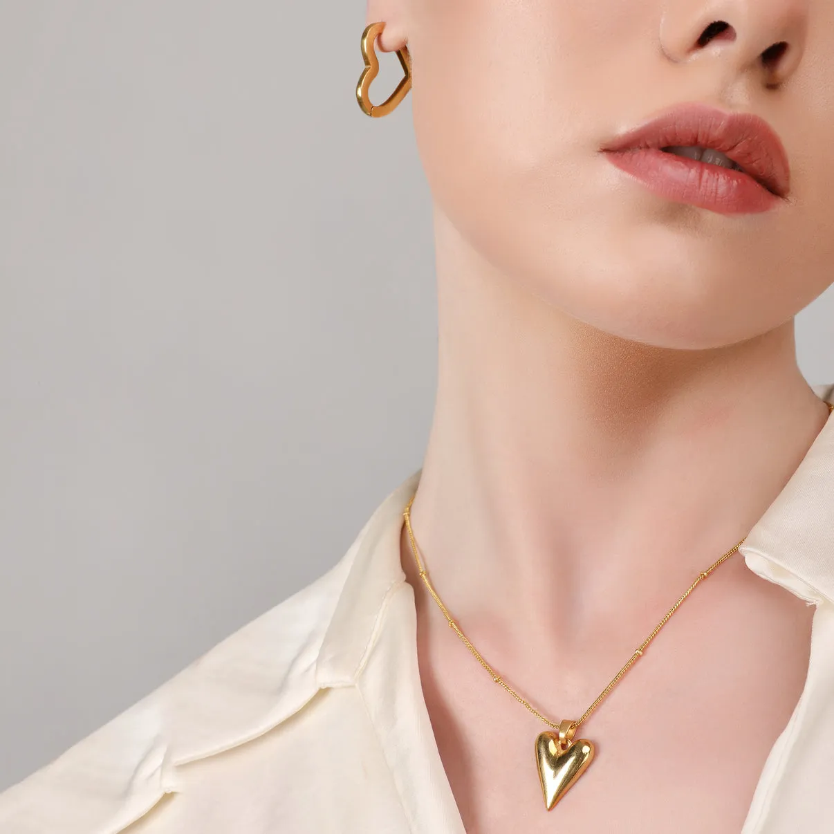 Snake Chain   Heart Vintage Chain Necklace Gold Plated Combo