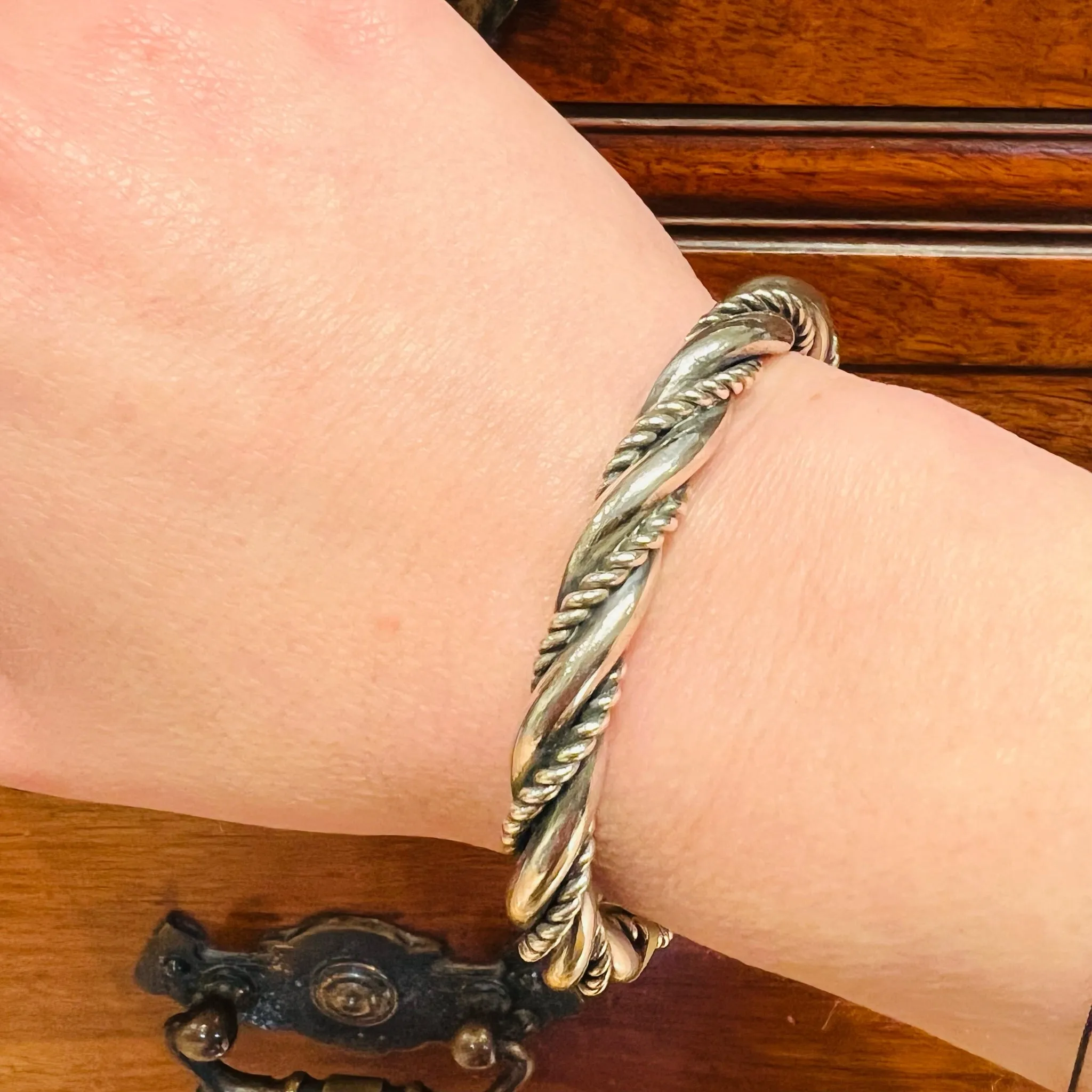 So Meta Twist within a Twist Coin Silver Cuff