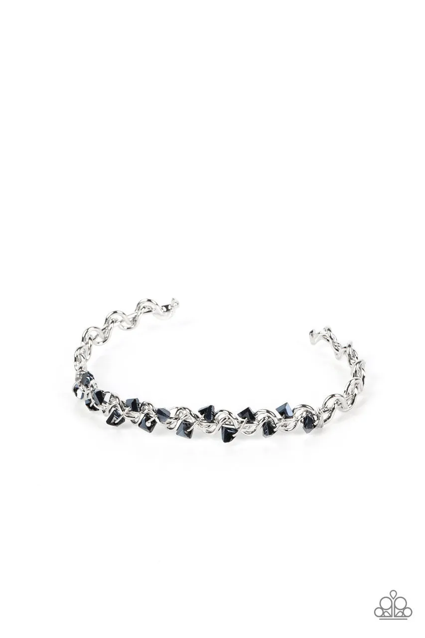 Space Age Artisan - Blue - Faceted Crystal Bead Paparazzi Cuff Bracelet