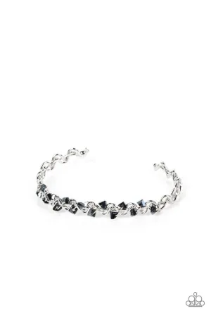 Space Age Artisan - Blue - Faceted Crystal Bead Paparazzi Cuff Bracelet