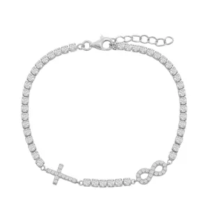 Sparkle Infinity and Cross Station Tennis Bracelet