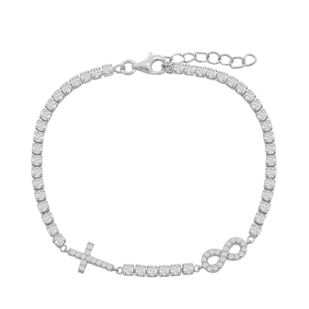 Sparkle Infinity and Cross Station Tennis Bracelet