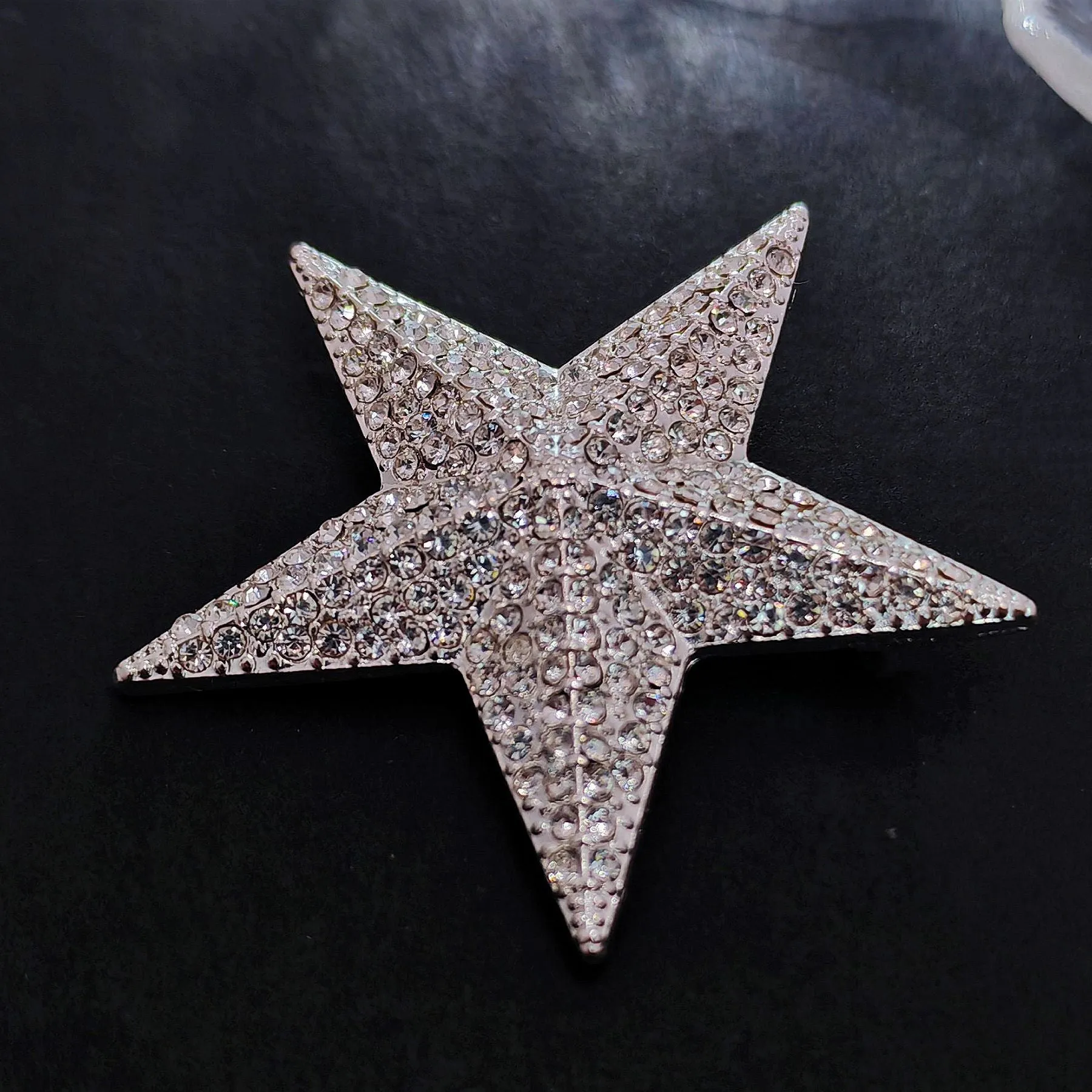 Sparkles Silver-tone Solid Five Point Star Brooch, Vintage Galaxy Accessory