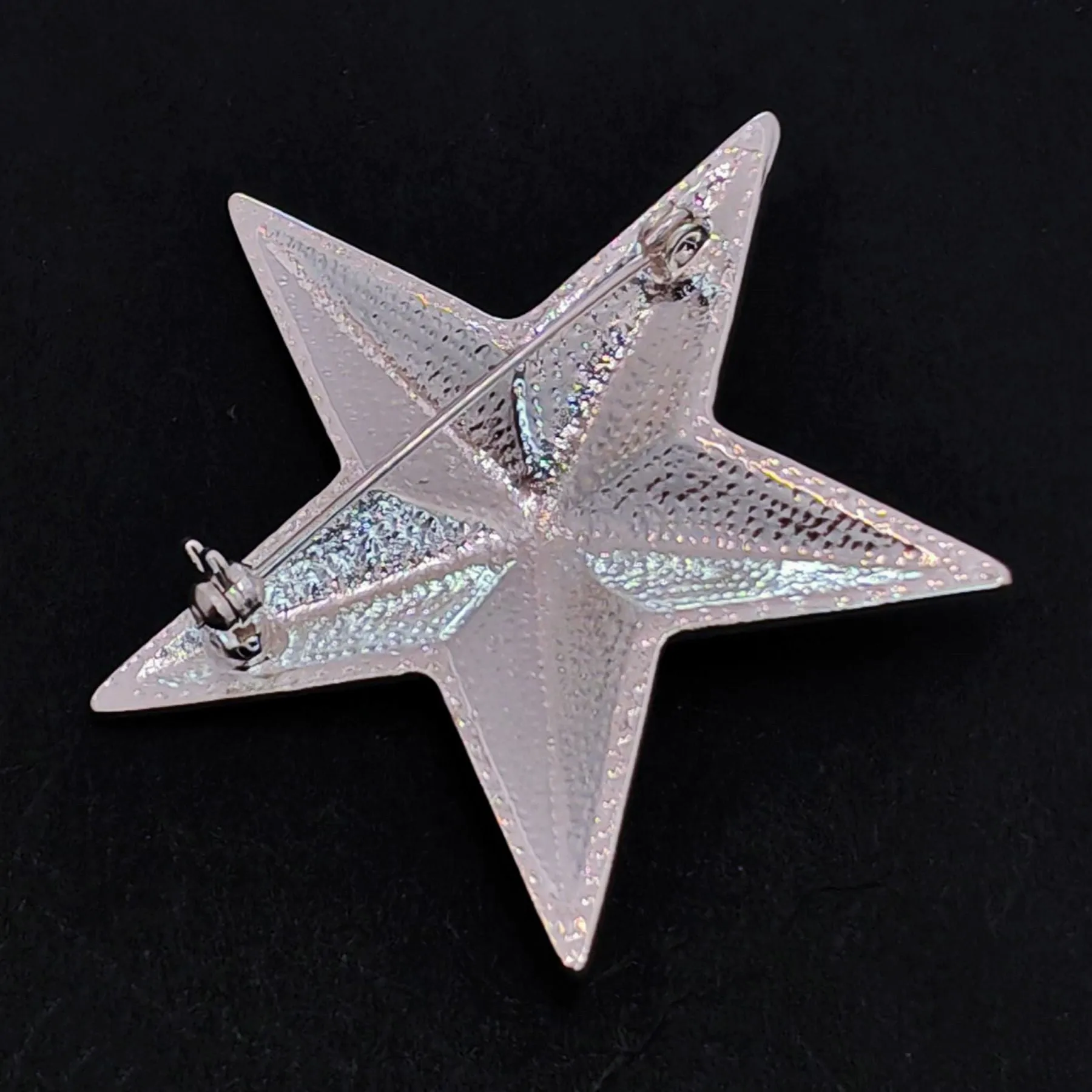 Sparkles Silver-tone Solid Five Point Star Brooch, Vintage Galaxy Accessory