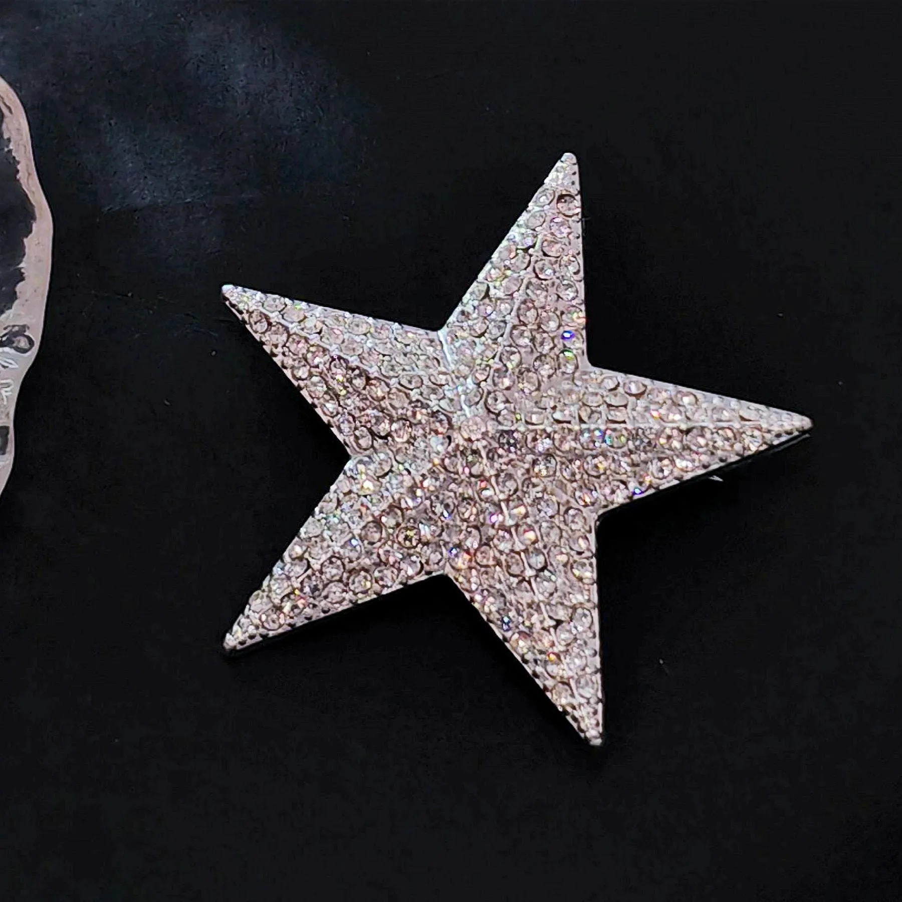 Sparkles Silver-tone Solid Five Point Star Brooch, Vintage Galaxy Accessory