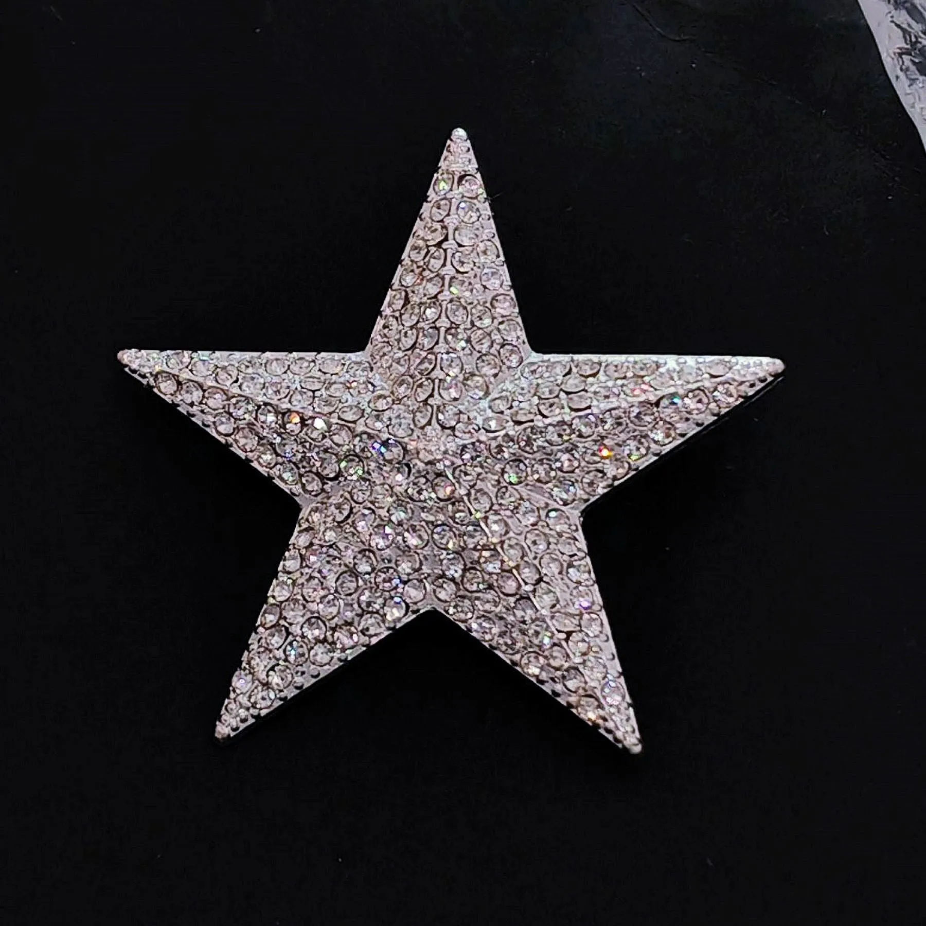 Sparkles Silver-tone Solid Five Point Star Brooch, Vintage Galaxy Accessory