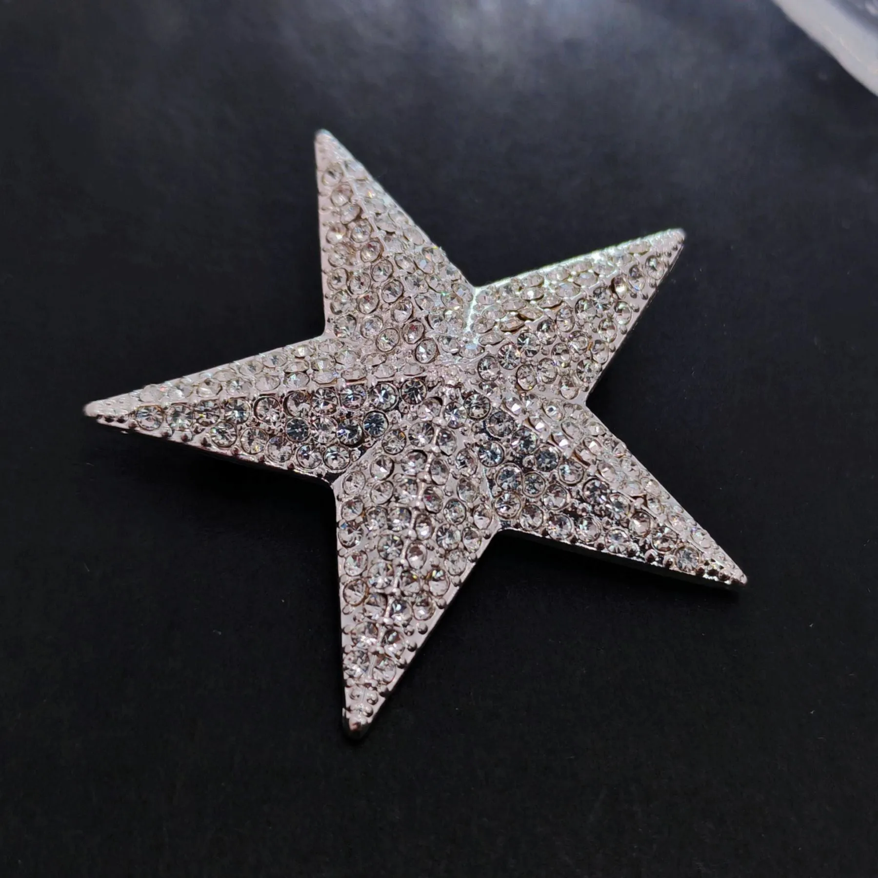 Sparkles Silver-tone Solid Five Point Star Brooch, Vintage Galaxy Accessory