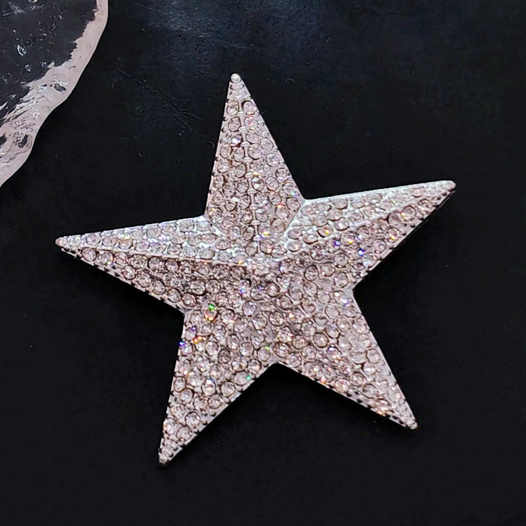 Sparkles Silver-tone Solid Five Point Star Brooch, Vintage Galaxy Accessory