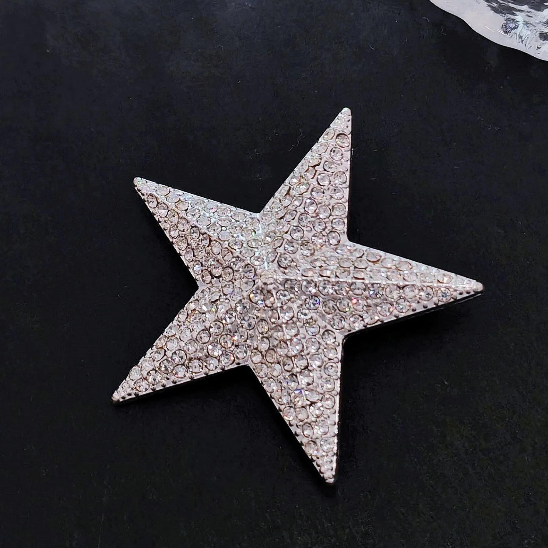 Sparkles Silver-tone Solid Five Point Star Brooch, Vintage Galaxy Accessory