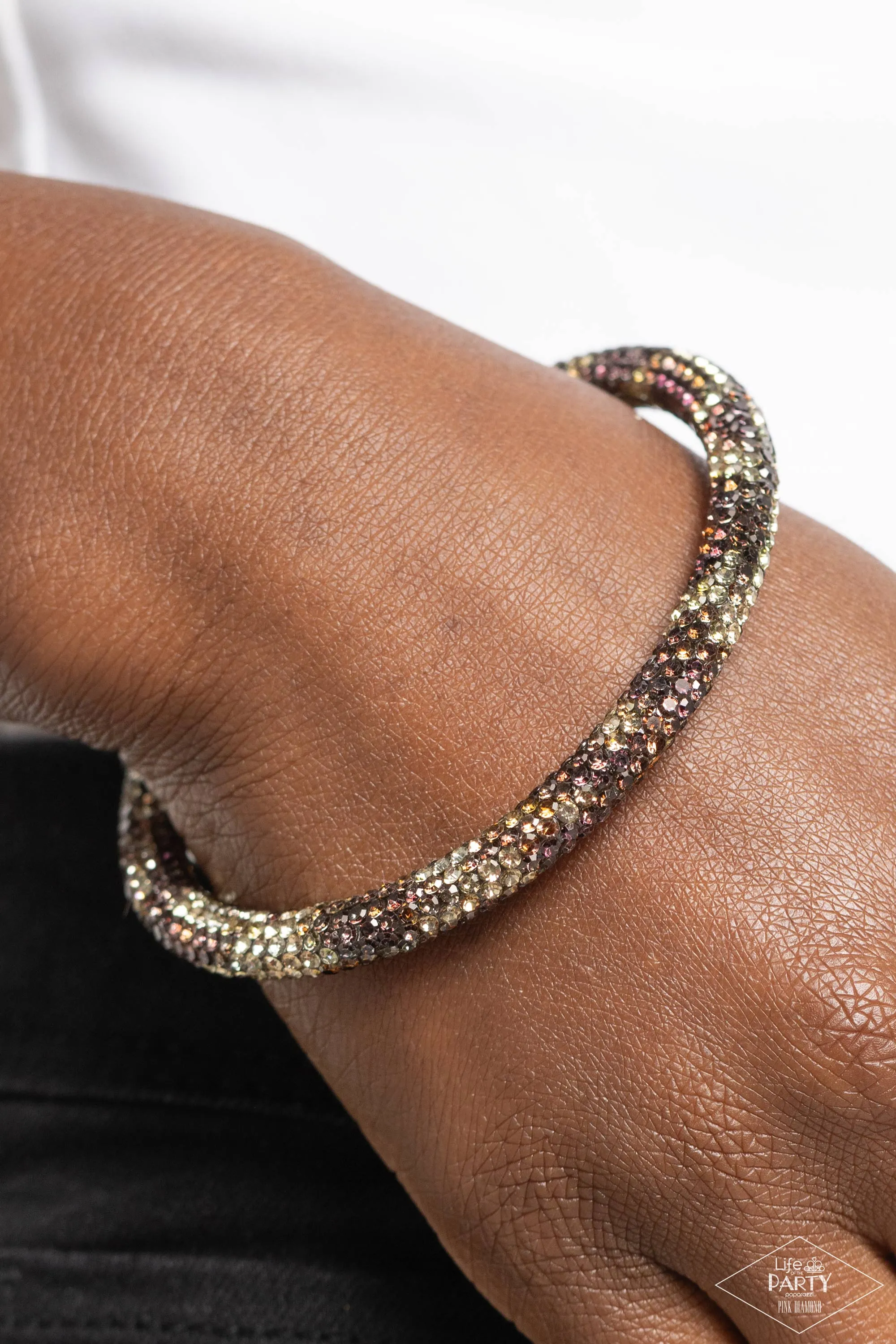 Stageworthy Sparkle - Multi - Cheetah Print Rhinestone Paparazzi Coil Bracelet - Pink Diamond Exclusive