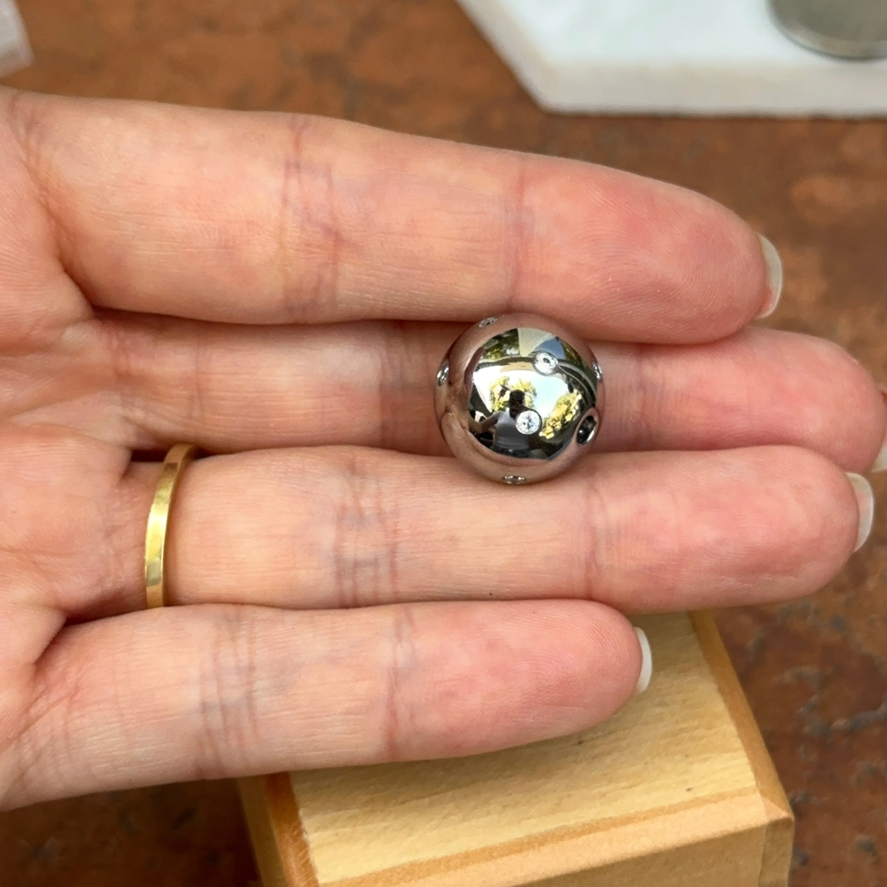 Stainless Steel 16mm Gypsy Set CZ Ball Swap Pendant