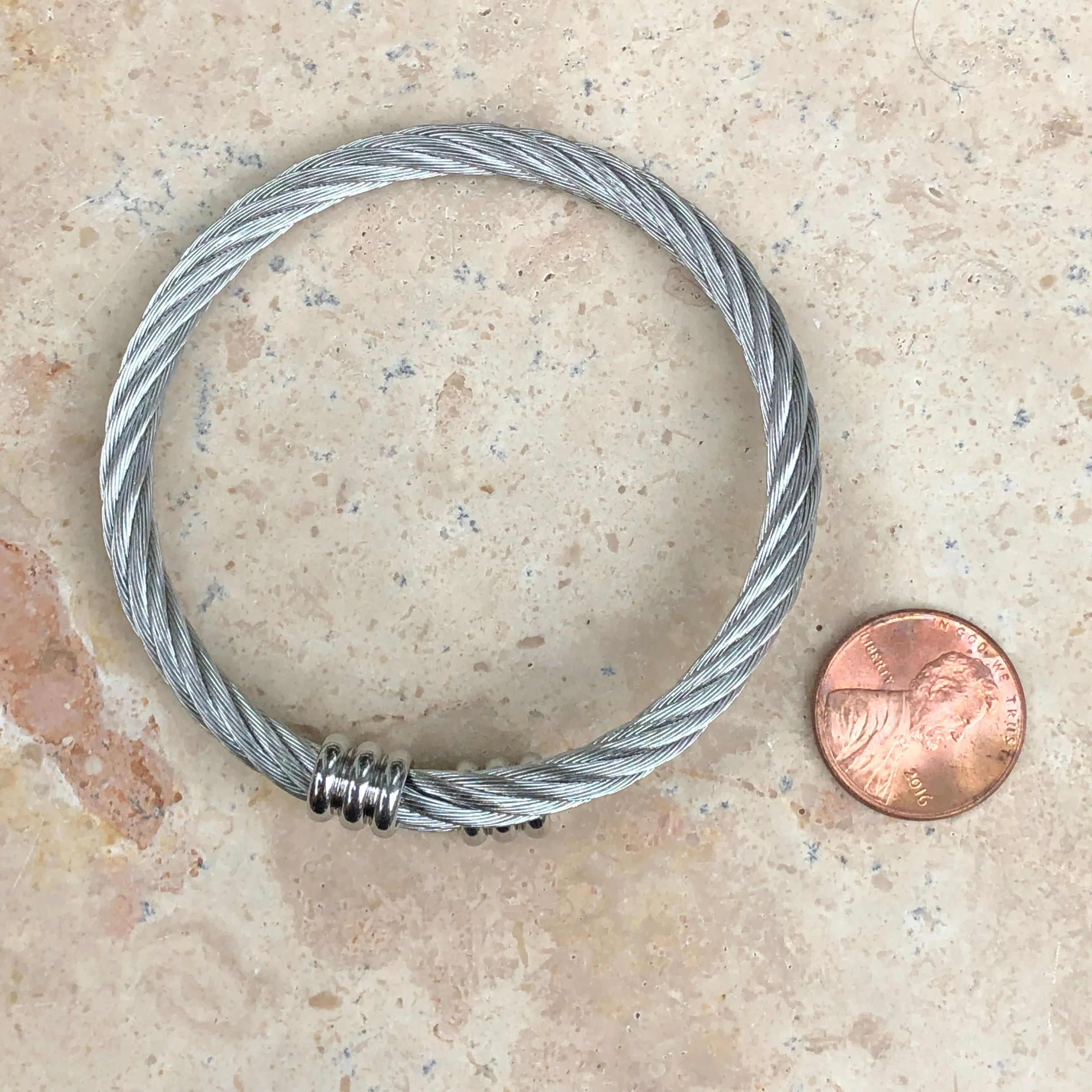Stainless Steel Cable Twist Bangle Cuff Bracelet