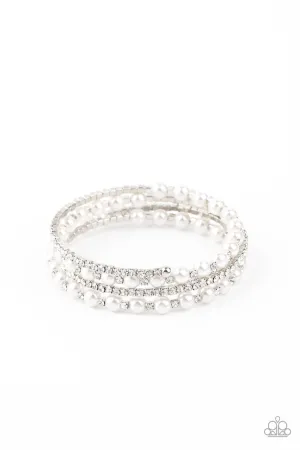 Starry Strut White Paparazzi Bracelet