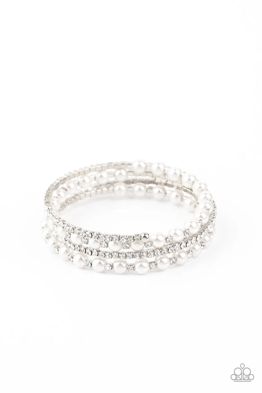 Starry Strut White Paparazzi Bracelet