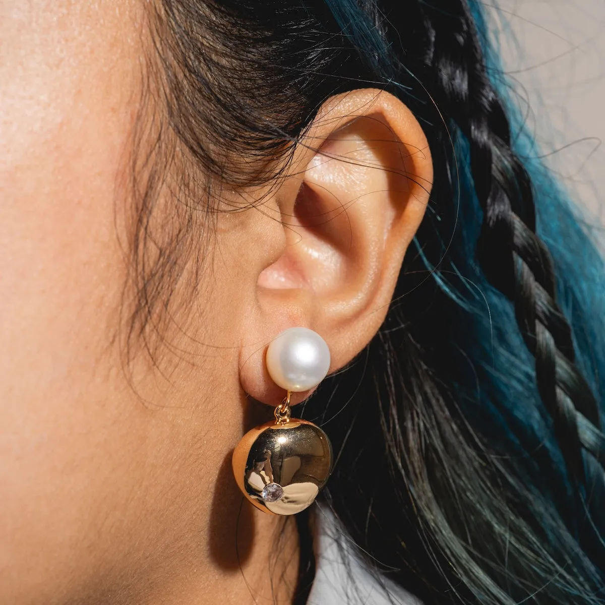 Statement Pebble and Pearl Dangle Earrings