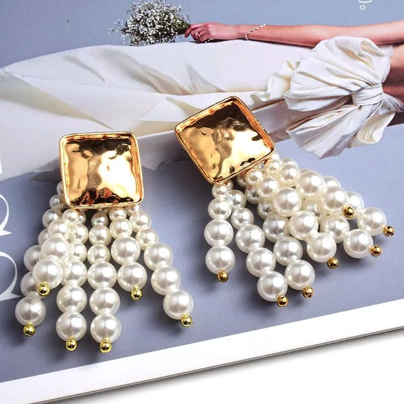 Statement Wooden Bead Drop Earrings