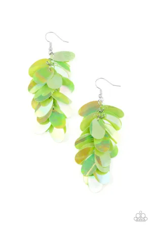 Stellar in Sequins Green Paparazzi Earrings