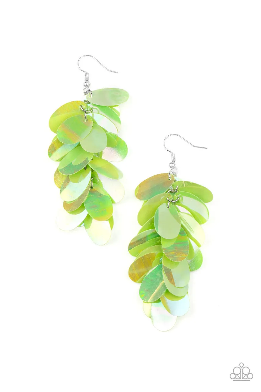 Stellar in Sequins Green Paparazzi Earrings