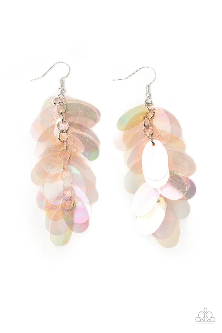 Stellar in Sequins Pink Paparazzi Earrings