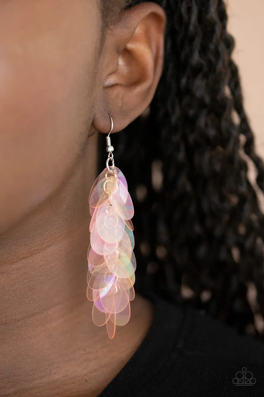 Stellar in Sequins Pink Paparazzi Earrings