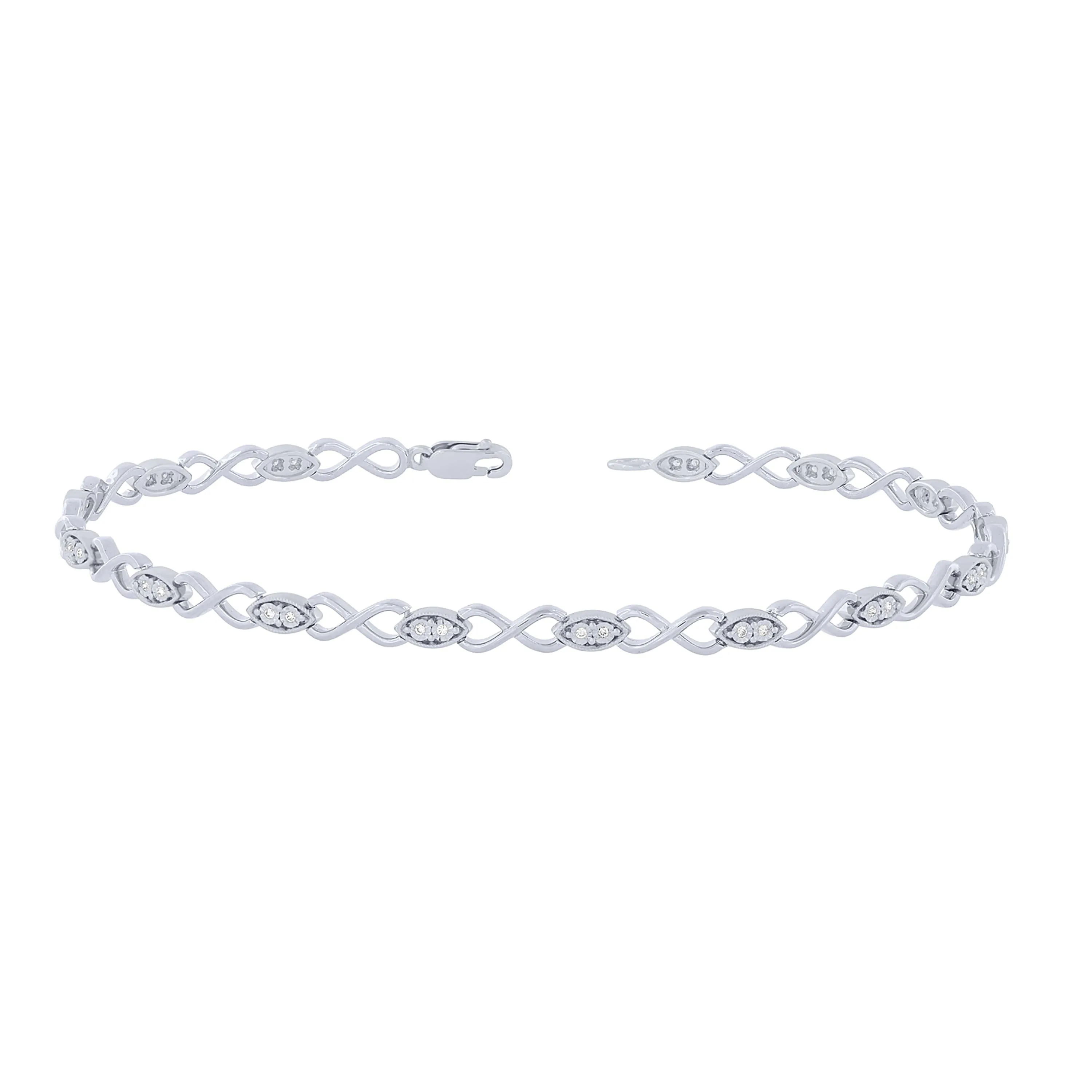 Sterling Silver 0.12Ctw Infinity Bracelet
