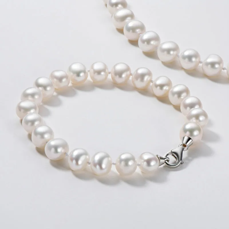 Sterling Silver 6-11mm White Freshwater Pearl Bracelet