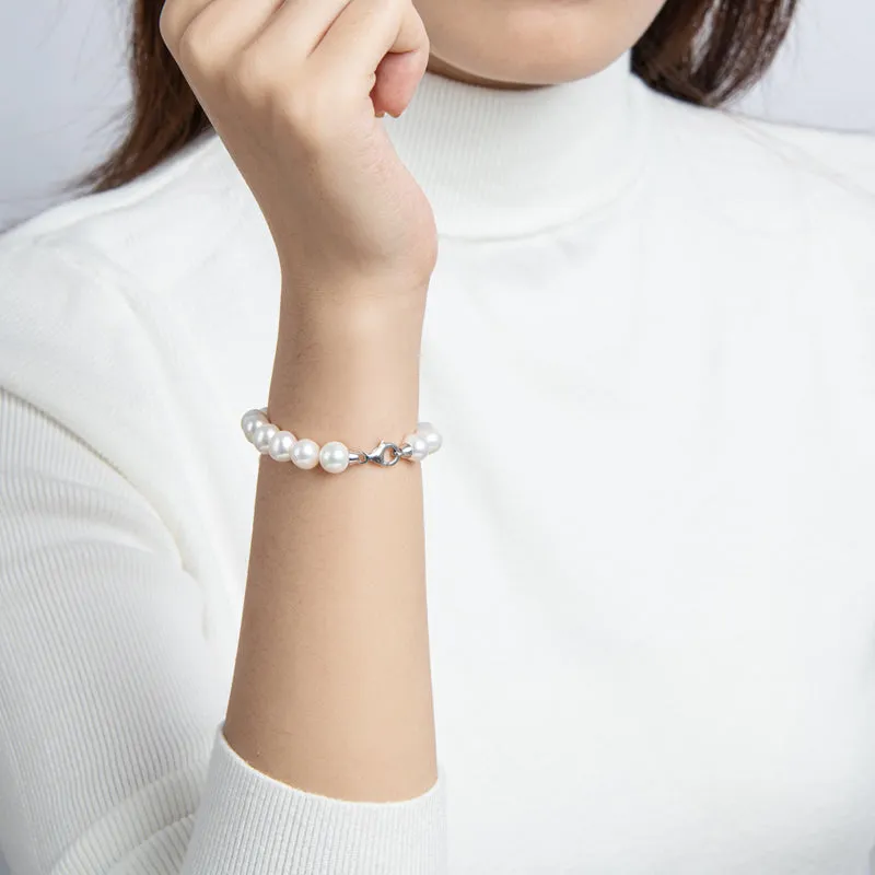 Sterling Silver 6-11mm White Freshwater Pearl Bracelet