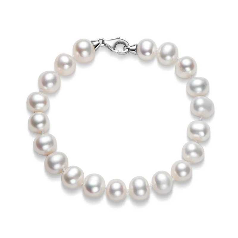 Sterling Silver 6-11mm White Freshwater Pearl Bracelet