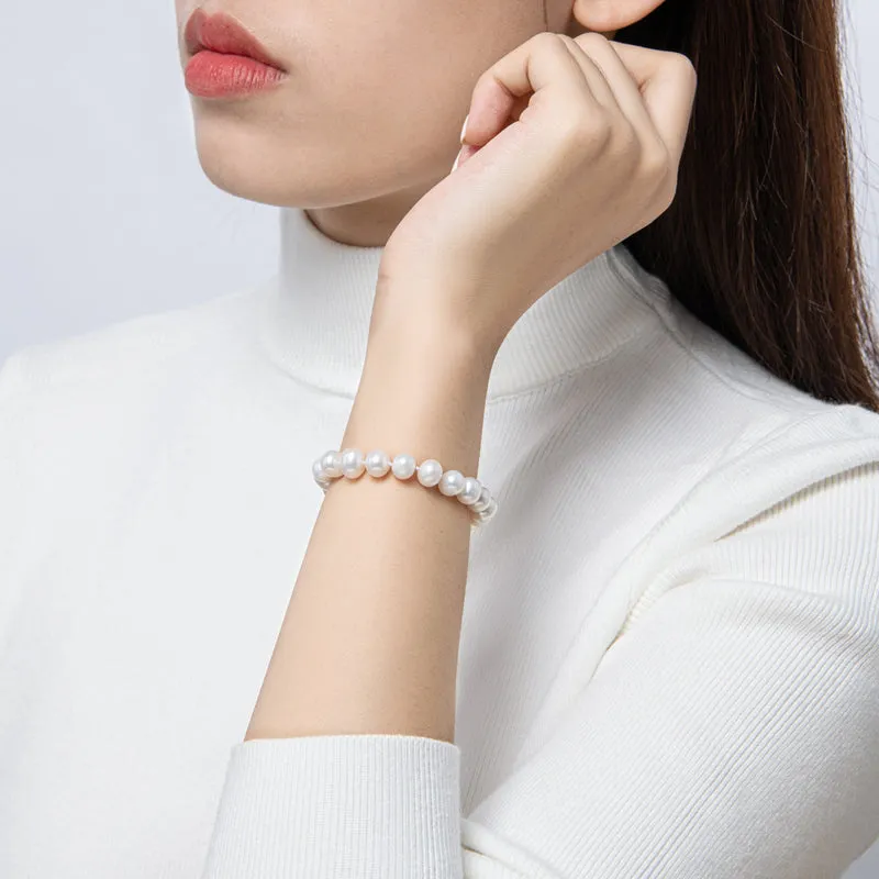 Sterling Silver 6-11mm White Freshwater Pearl Bracelet