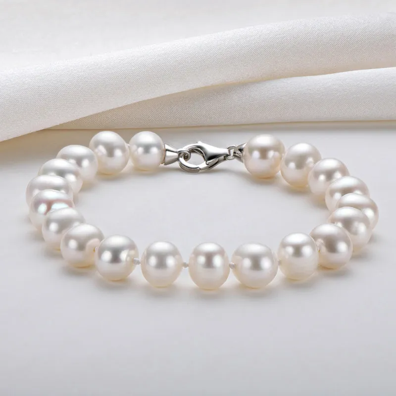 Sterling Silver 6-11mm White Freshwater Pearl Bracelet