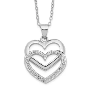 Sterling Silver Diamond Mystique 18in Double Heart Pendant Necklace