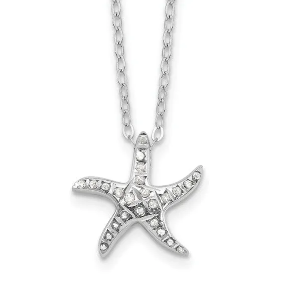 Sterling Silver Diamond Mystique Starfish 18" Necklace