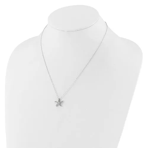 Sterling Silver Diamond Mystique Starfish 18" Necklace