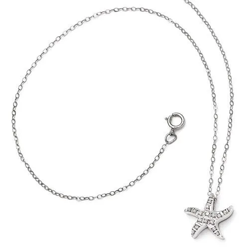 Sterling Silver Diamond Mystique Starfish 18" Necklace