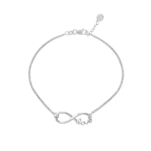 Sterling Silver Infinity Symbol Love Adjustable Bracelet