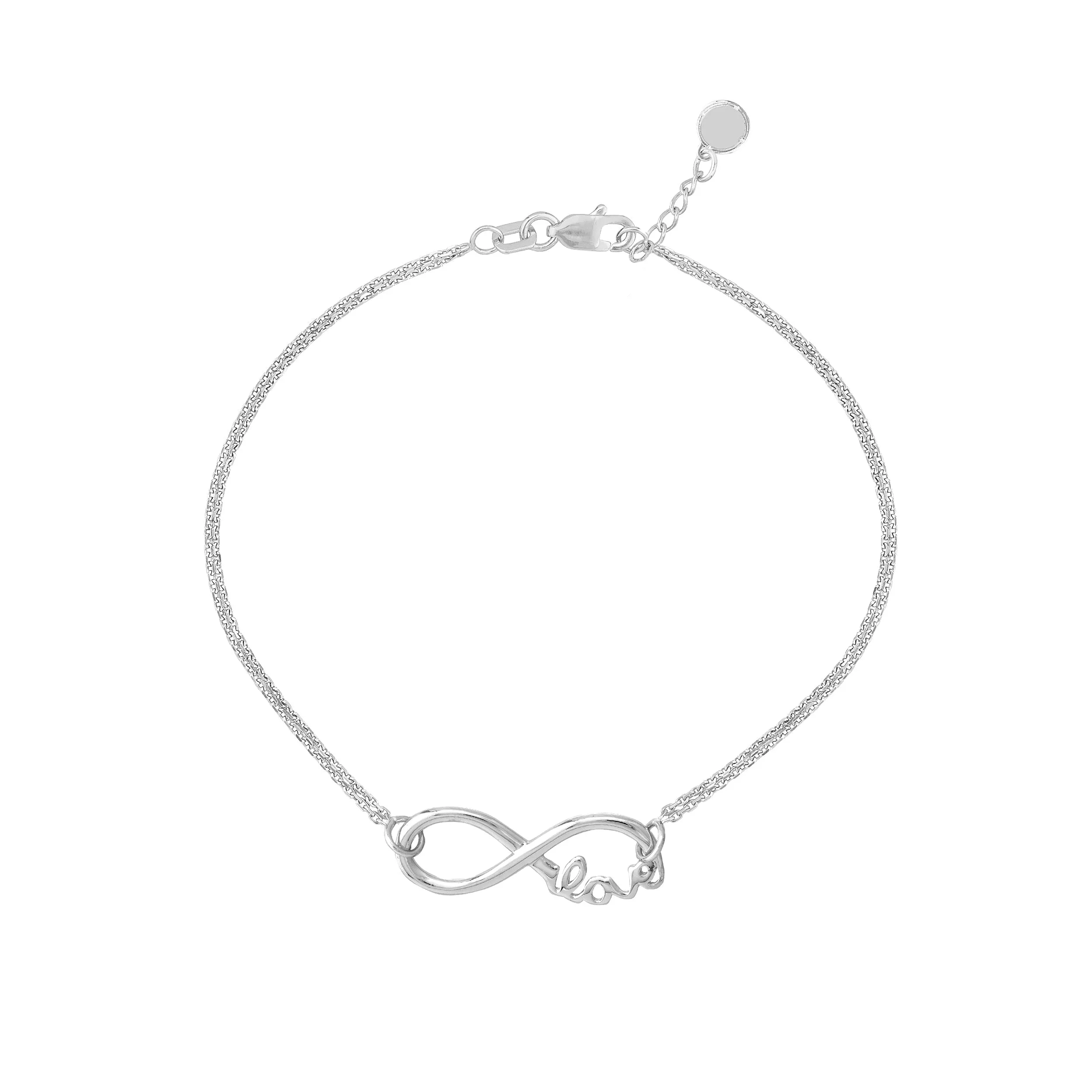Sterling Silver Infinity Symbol Love Adjustable Bracelet