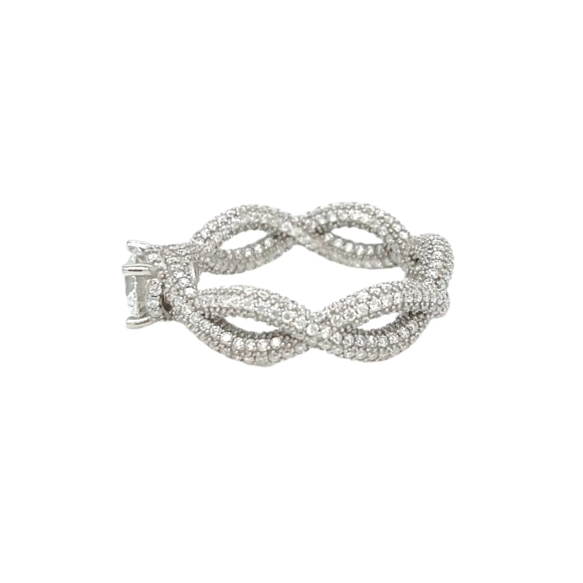 Sterling Silver Lab-Created Moissanite Infinity Solitaire Ring- M100079