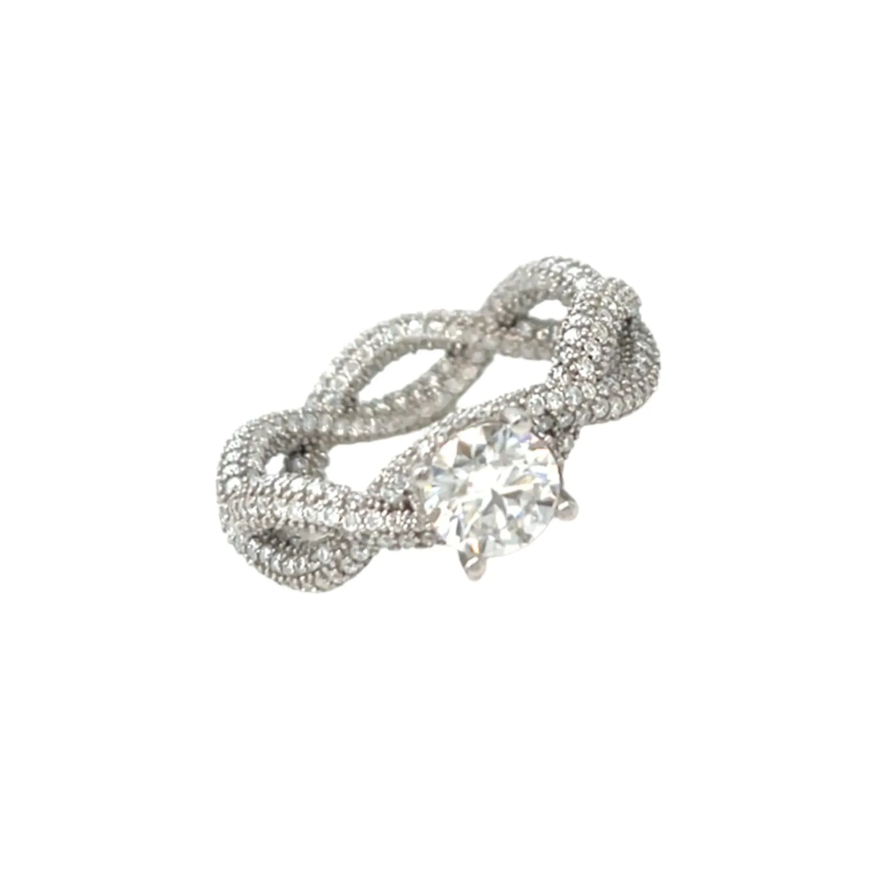 Sterling Silver Lab-Created Moissanite Infinity Solitaire Ring- M100079