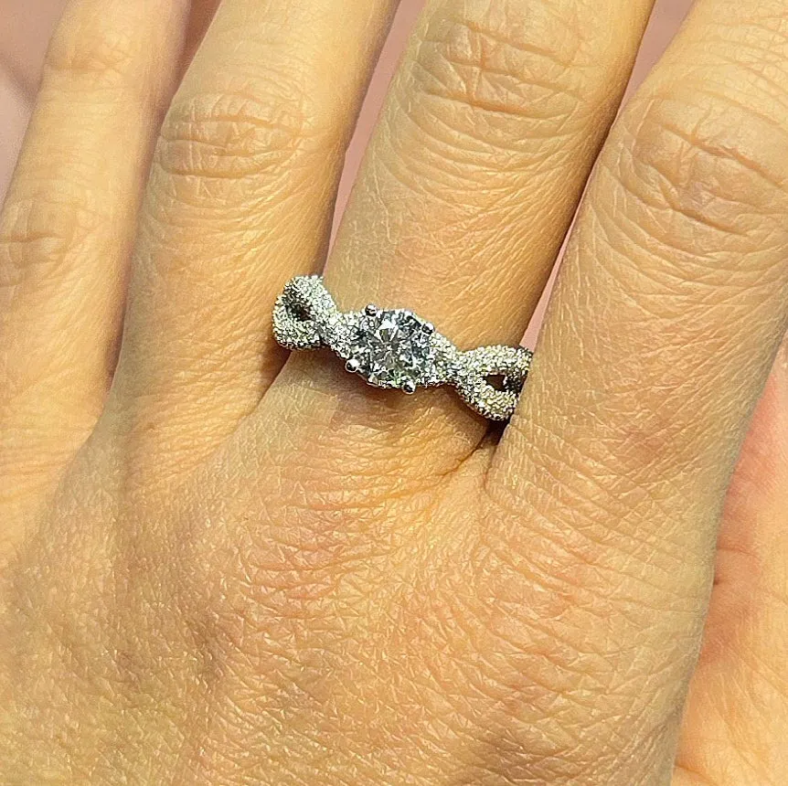 Sterling Silver Lab-Created Moissanite Infinity Solitaire Ring- M100079