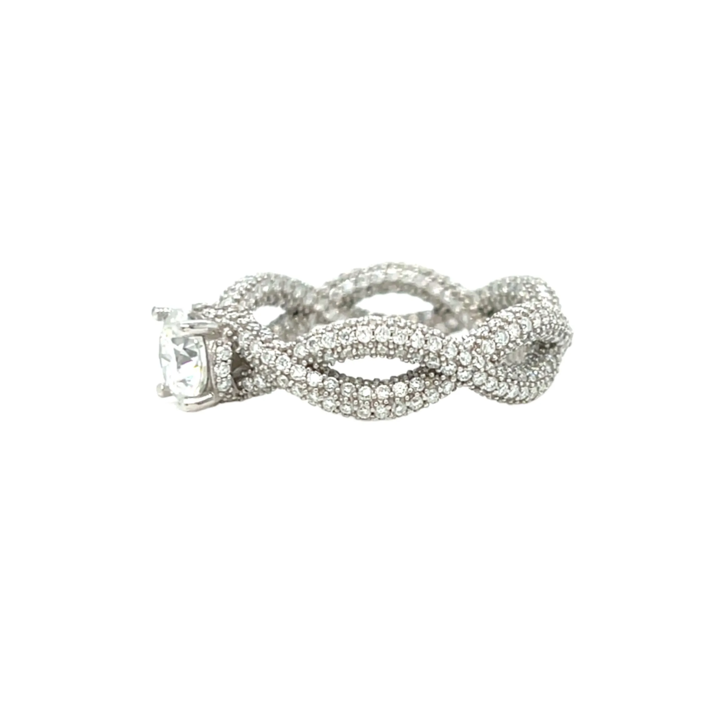 Sterling Silver Lab-Created Moissanite Infinity Solitaire Ring- M100079