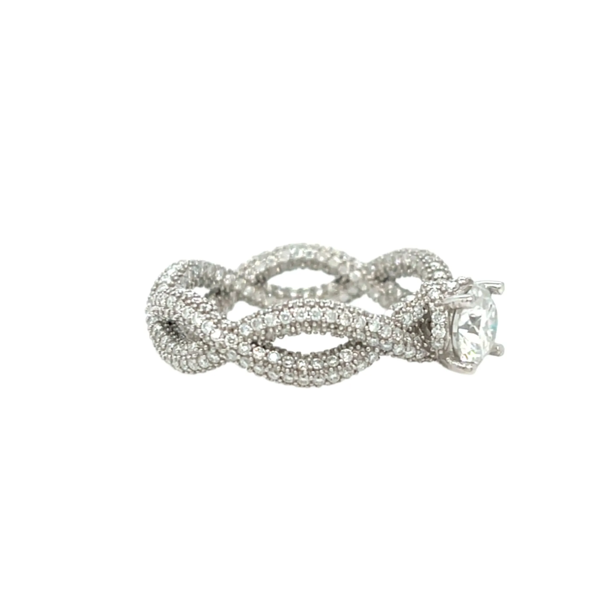 Sterling Silver Lab-Created Moissanite Infinity Solitaire Ring- M100079