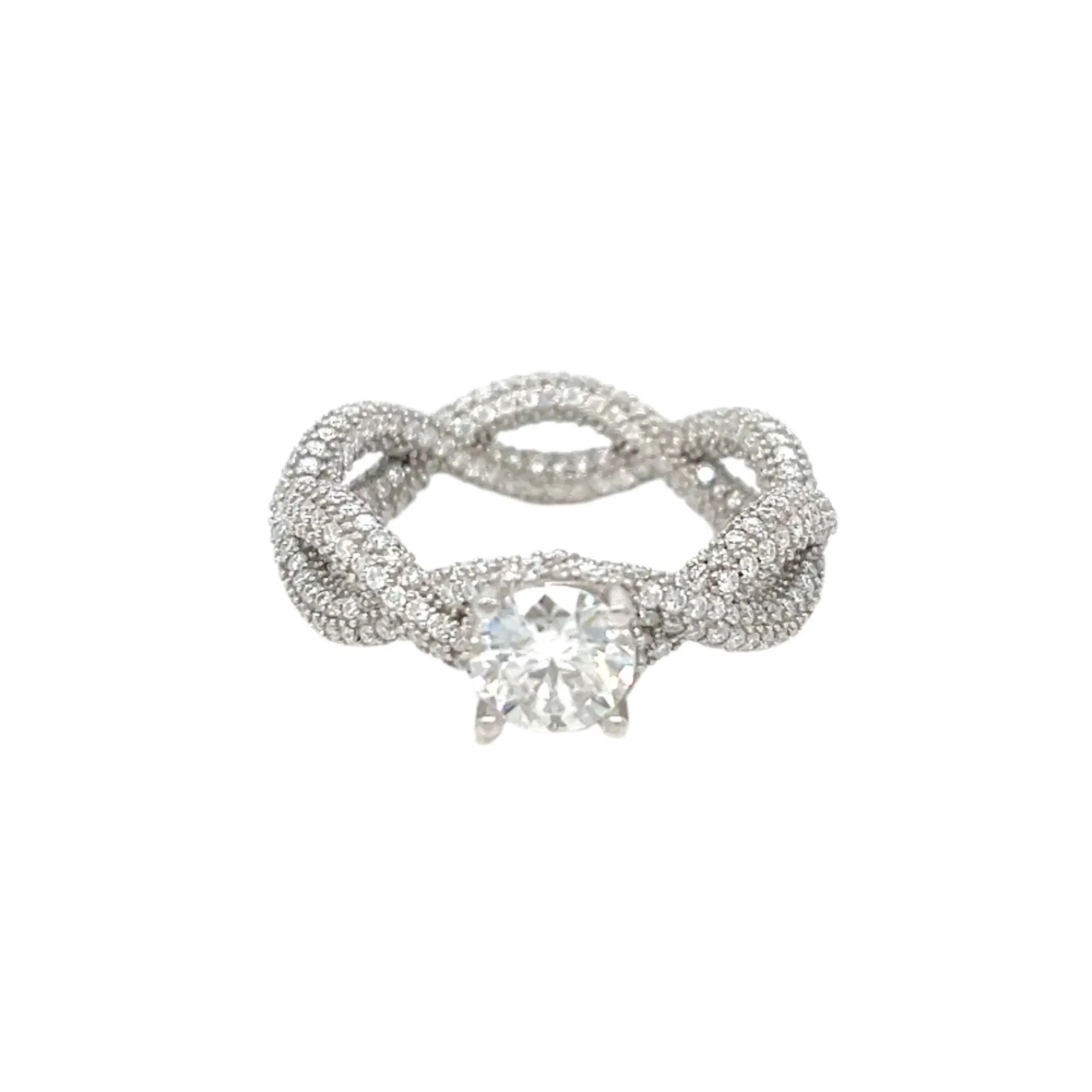 Sterling Silver Lab-Created Moissanite Infinity Solitaire Ring- M100079