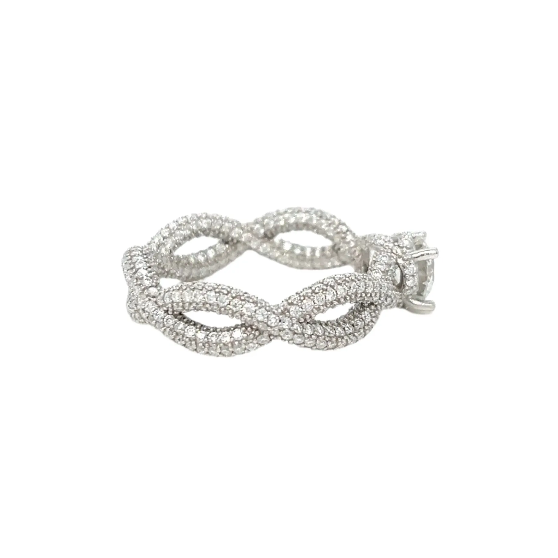 Sterling Silver Lab-Created Moissanite Infinity Solitaire Ring- M100079