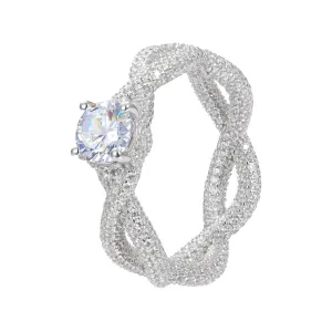 Sterling Silver Lab-Created Moissanite Infinity Solitaire Ring- M100079