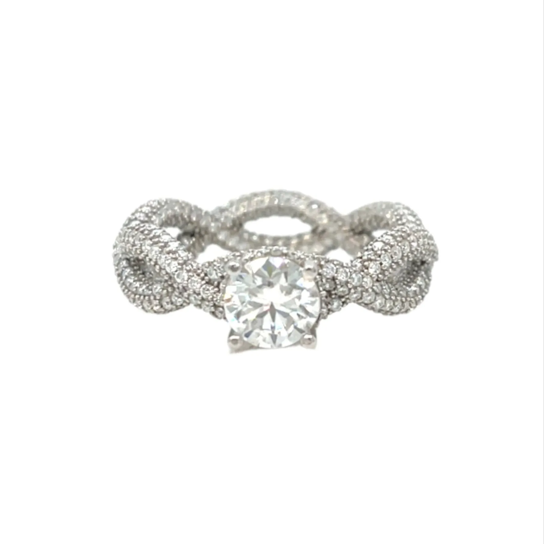 Sterling Silver Lab-Created Moissanite Infinity Solitaire Ring- M100079