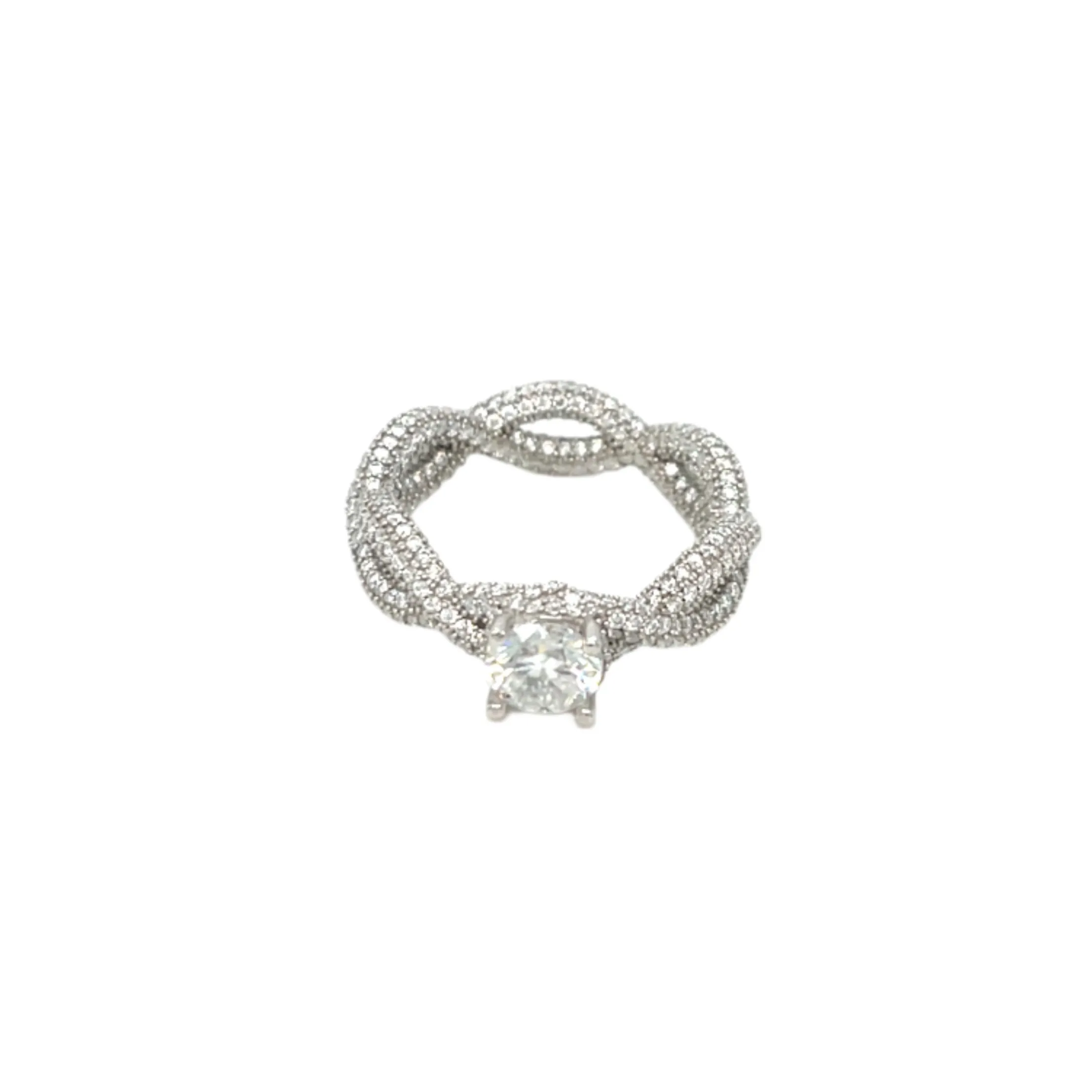 Sterling Silver Lab-Created Moissanite Infinity Solitaire Ring- M100079
