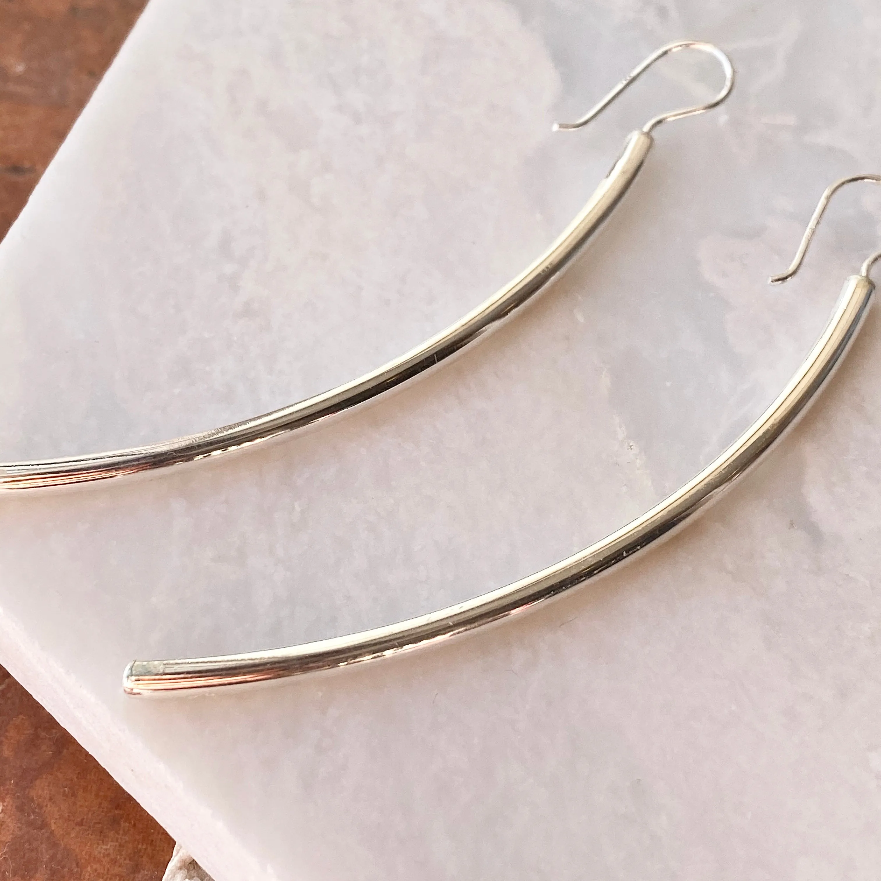 Sterling Silver Long Tube Bar Dangle Earrings